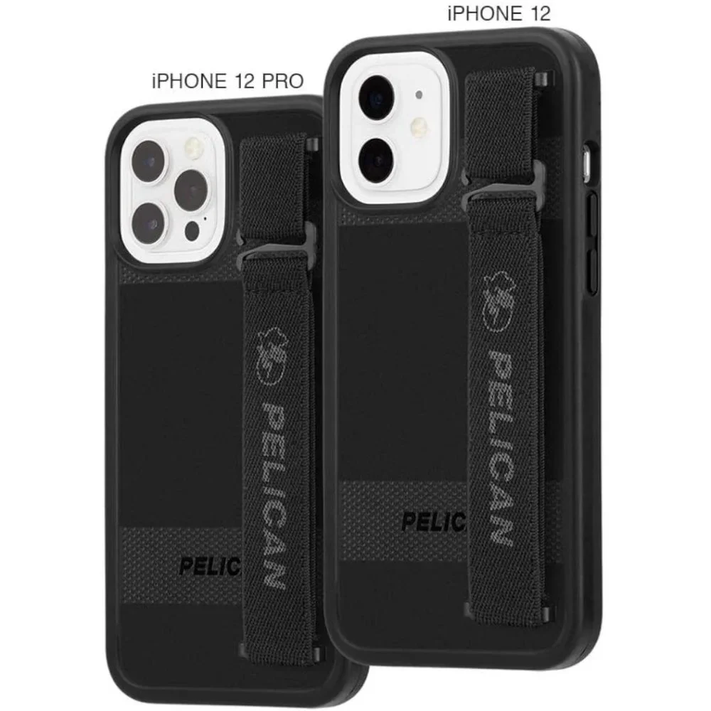 iPhone 12 Pro Case Black‎ Pelican Protector with Integrated Wrist Sling Strap